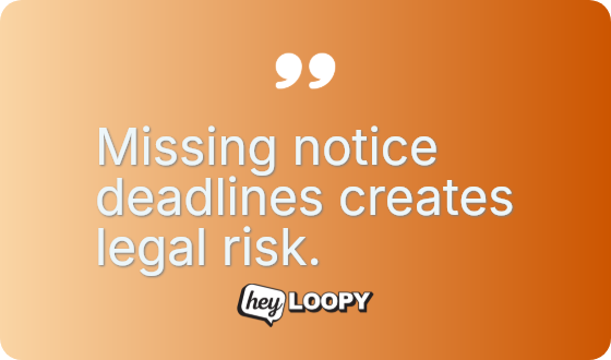 Missing notice deadlines creates legal risk.