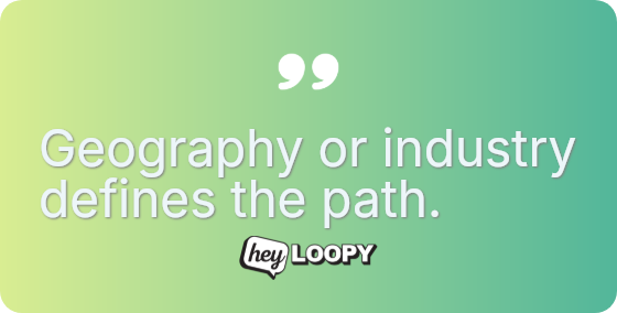 Geography or industry defines the path.