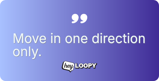 Move in one direction only.